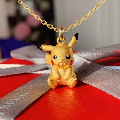Pikachu Necklace Golden Anime Chain Fashion Cute Men Women Pendant Decoration Aesthetic Kawaii Boys Girls Kids Cute Jewelry Gift Good Vibrations
