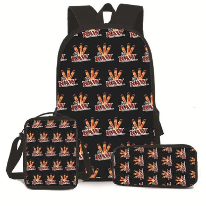 Creative Cigarette Rolling Paper Tobacco RAW 3D Print 3pcs/Set pupil School Bags Laptop Daypack Backpack Lunch bag Pencil Case Good Vibrations Adult Super Store
