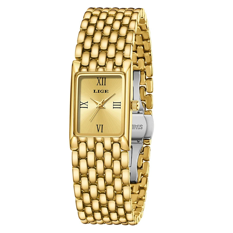 LIGE new 2025 women's watch quartz stainless steel strap women watches luxury casual waterproof retro fashion ladies watch reloj Good Vibrations