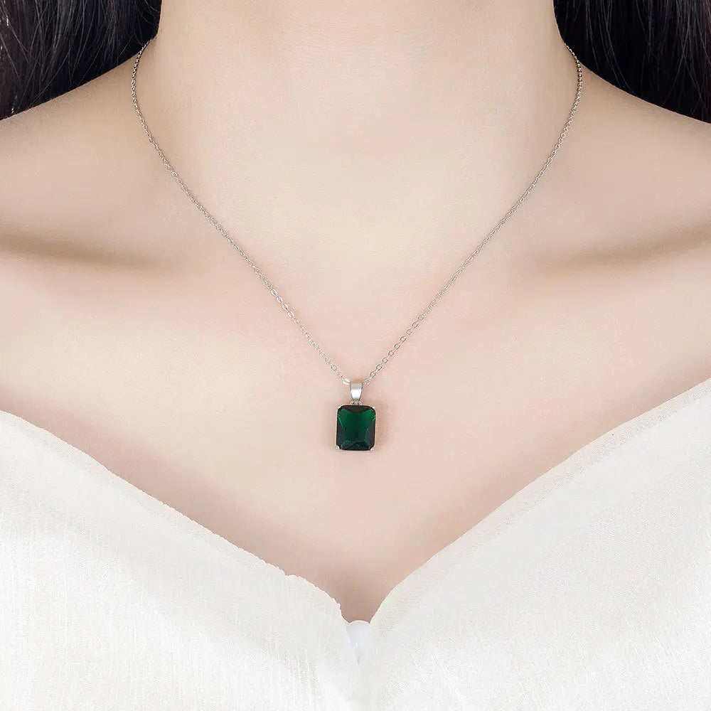 925 Sterling Silver  Elegant Jewelry Sets Ring Earrings Necklace For Women Rectangle Geometry Zircon Wedding Accessories Good Vibrations Adult Super Store