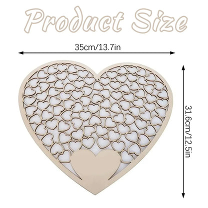 1Pcs Wood Wedding Guest Book Heart Wedding Guest Book Alternative with Box and Small Hearts for Wedding Anniversary Supplies Good Vibrations