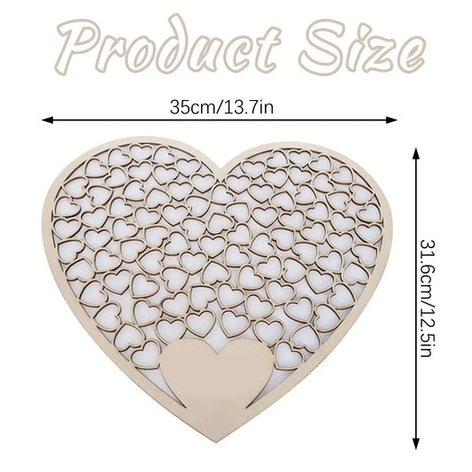 1Pcs Wood Wedding Guest Book Heart Wedding Guest Book Alternative with Box and Small Hearts for Wedding Anniversary Supplies Good Vibrations