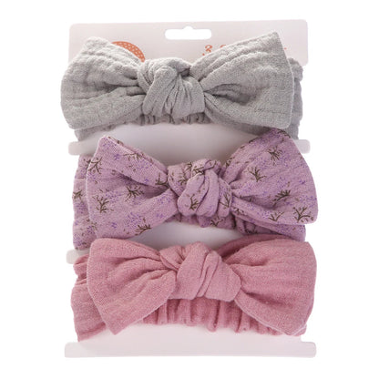 3Pcs/Set Solid Muslin Cotton Linen Baby Headband Elastic Rabbit Ear Hair Band Infant Girl Turban Headwraps Stretch Accessories Good Vibrations