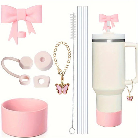 9pcs Accessories for Stanley 40oz Tumbler Cup Spill Proof Stopper 10mm Straw Cover Cap Silicone Boot Charm Chain Straw and Brush Good Vibrations Adult Super Store