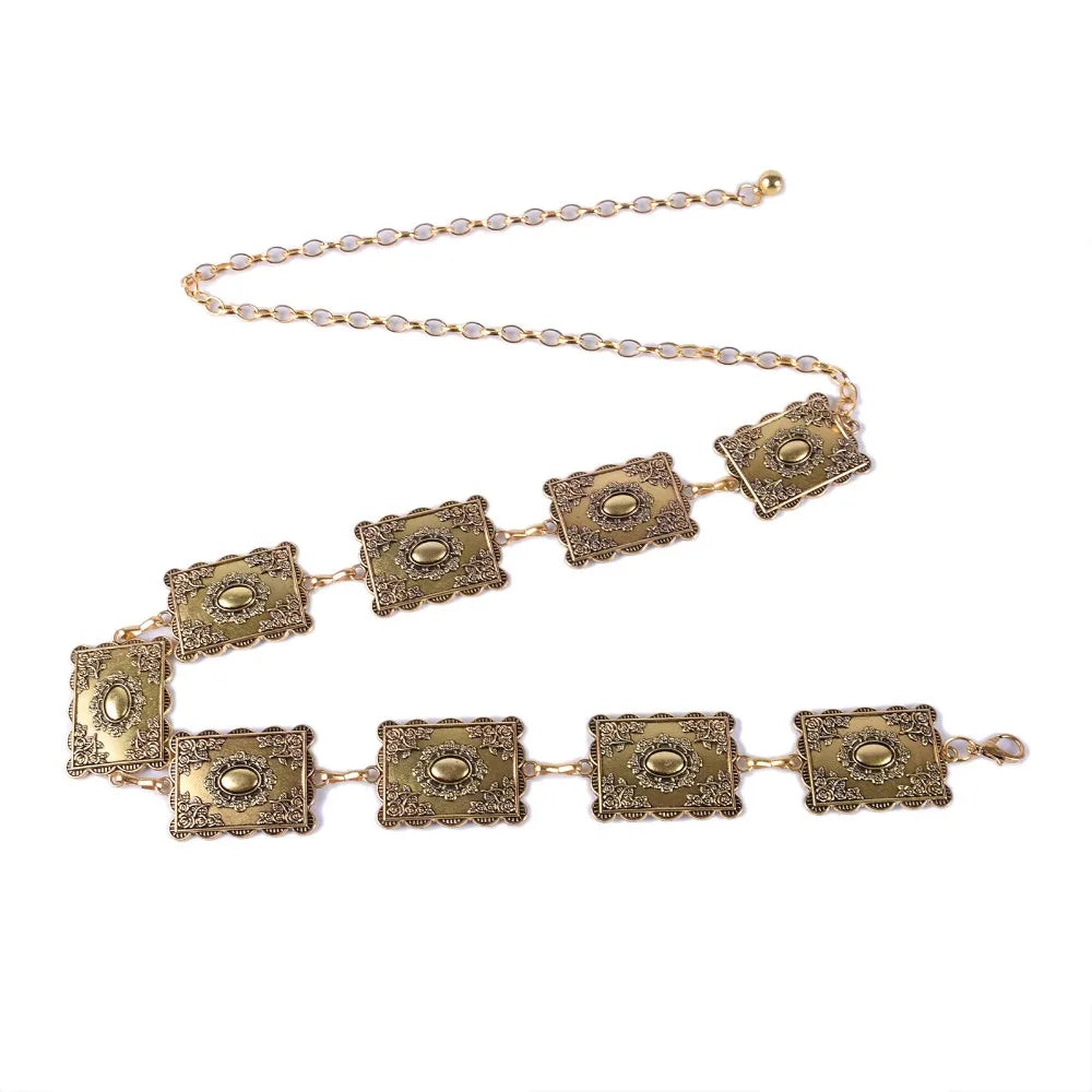 new women's belt fashionable retro style metal carved decorative chain waist chain accessories Good Vibrations