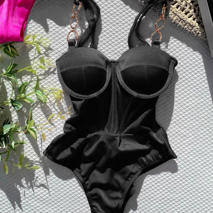Sexy Push Up One Piece Swimsuit Women Swimwear Underwire Monokini Bathing Suits Swim Suit Wear Summer Beachwear Good Vibrations