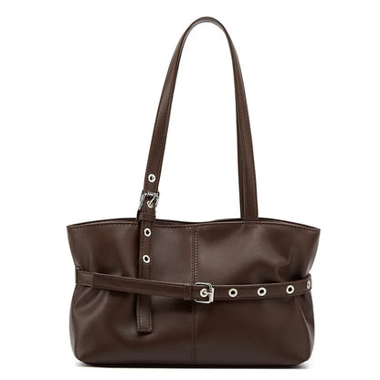 Women Shoulder Bag, Lazy Style New Versatile Large Capacity Fashion Single Shoulder Bag with Belt Decor for Commuter Good Vibrations