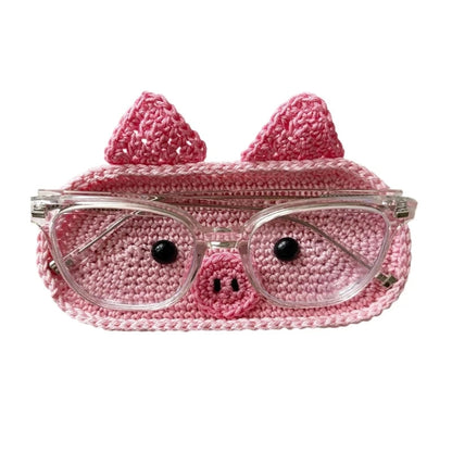 Handmade Crochet Cute Animal Theme Glasses Holder Eyeglass Protective Storage Tray for Home Desk Eyewear Organizers Gift Good Vibrations