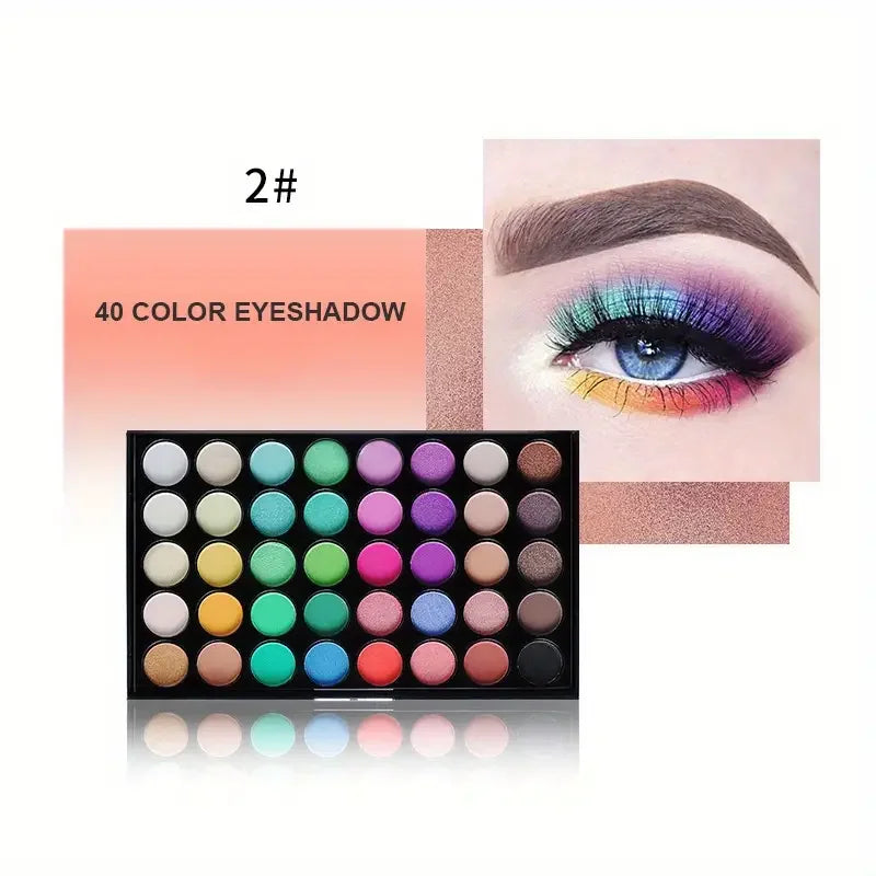 40 Color Eye shadow Palette Make-up for Women with Brushes Nude Eyeshadow Palette Glitter Matte Pigmented Powder Eye Cosmetics Good Vibrations