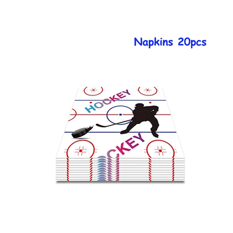 Hockey Themed Birthday Party Decorations Balloons Set Happy Birthday Banner Cake Topper Sports Theme ice hockey Party Supplies Good Vibrations