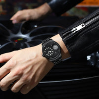 Fashion men watches simple circular dial with rotating turntable luminous calendar stainless steel strap suitable for daily life Good Vibrations