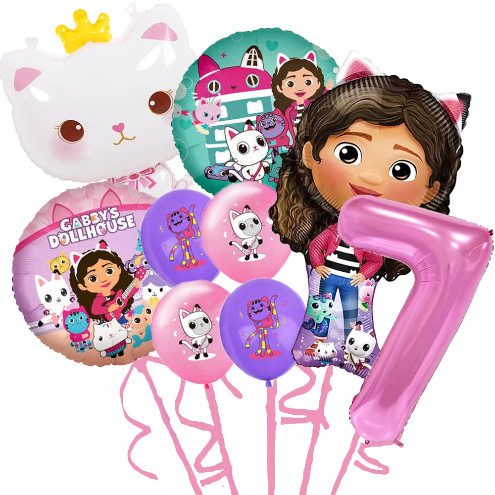 Gabby Doll House Birthday Party Decoration Cat Cutlery Cup Plate Stickers Baby Shower Children's Party Balloon DIY Toy Supplies Good Vibrations