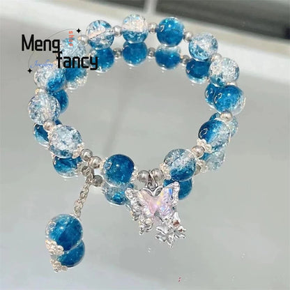 Star River Dangling Butterfly Crushed Beads Sweet Colourful Bracelet Niche Designs Natural Popular Fashion Jewelry Holiday Gifts Good Vibrations