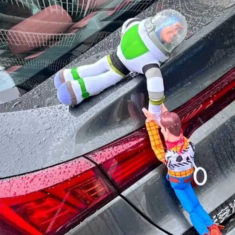 Toy Story Buzz Lightyear Rescue Woody Plush Dolls Auto Car Exterior Decoration Funny Dolls Outside Hang Toy Car Roof Ornament Good Vibrations