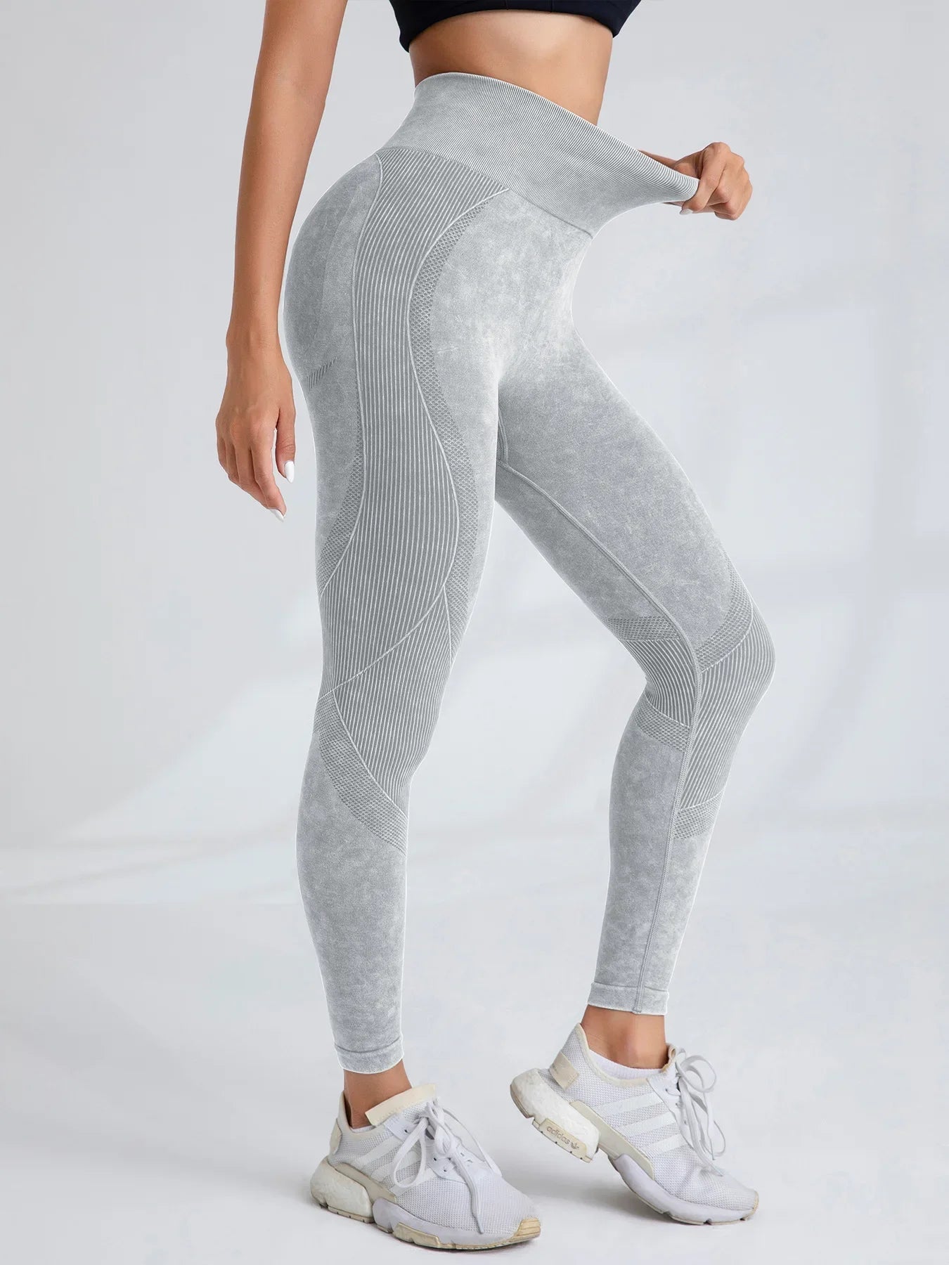 Women Seamless Gym High Waist Yoga Pants Hip Lifting Outdoor Sports Tight Waist Letter Sand Washed Pants Exercise Yoga Leggings Good Vibrations