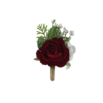 Boutonnieres Flowers Artificial Roses Silk White Ivory Corsage Buttonhole Groomsmen Boutonniere for Men Wedding Accessories Good Vibrations