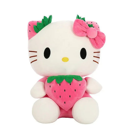 22cm Sanrio KT Cat Plush Toys Kawaii Strawberry KT Cat Plush Doll Home Decor Plushie Toy Girl Birthday Gift Good Vibrations