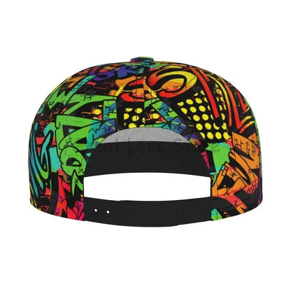 Colorful Graffiti Art Print Baseball Cap Adjustable Snapback Hat for Men Women Unisex Hip Hop Caps Flat Bill Brim Hats Good Vibrations