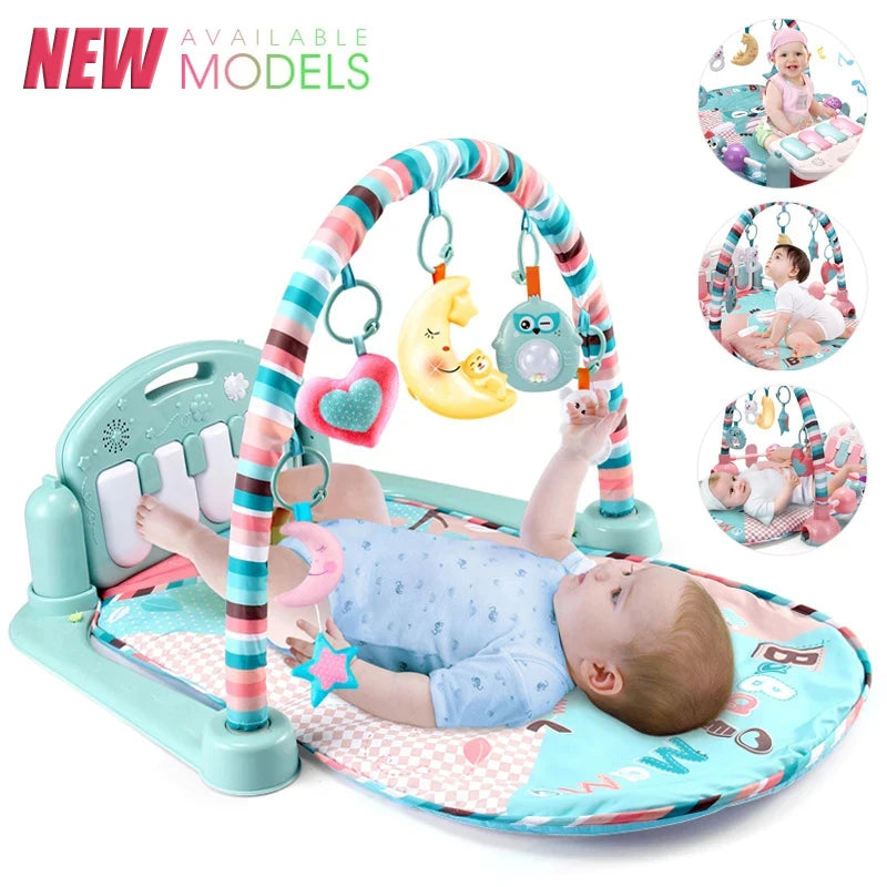 Baby Fitness Stand Music Play Gym Activity Toys Newborn Piano Crawling Blanket Pedal Game Pad Early Education 0-36 Months Gifts Good Vibrations