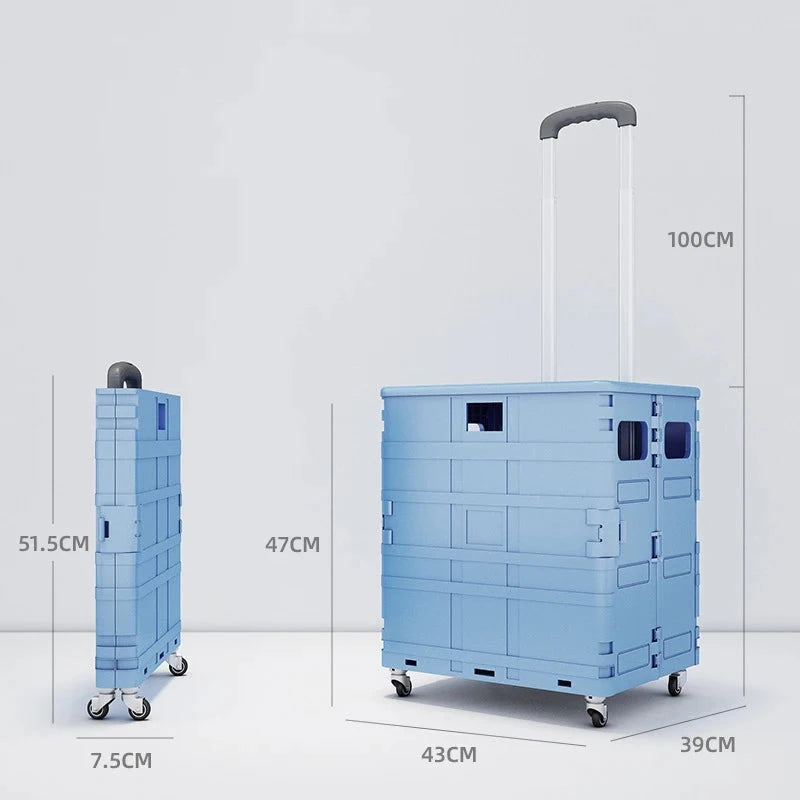 Lightweight Brushed Trolley Luggage Trolley Express Folding Shopping Cart for Climbing Stairs Home Hand Pull Good Vibrations