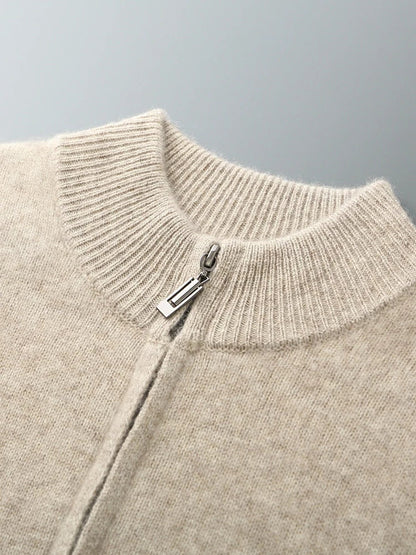 100% Merino Wool Two-piece Suit for Men Autumn Winter Knitting Zipper Cardigan and Slim-fit Pants Warm Thickened Clothing Sets Good Vibrations
