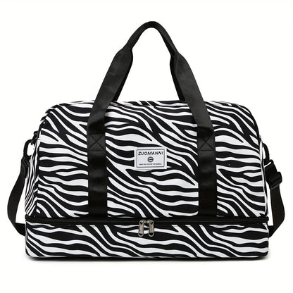 Large Capacity Nylon Travel Duffle Bag with Animal Print, Sports Gym Storage Bag, Portable Women'S Weekender Overnight Bag Good Vibrations