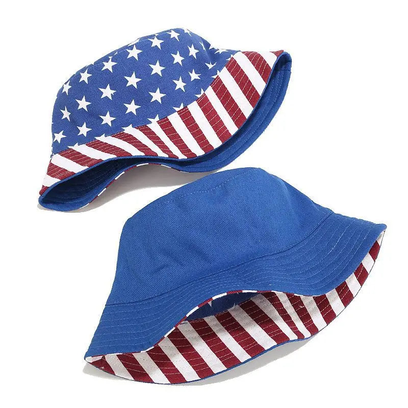 USA Letter in American Flag Colors Bucket Hat Woman Man Daily Outdoor Reversible Fisherman Cap Fashion Adult Summer Sun Caps Good Vibrations