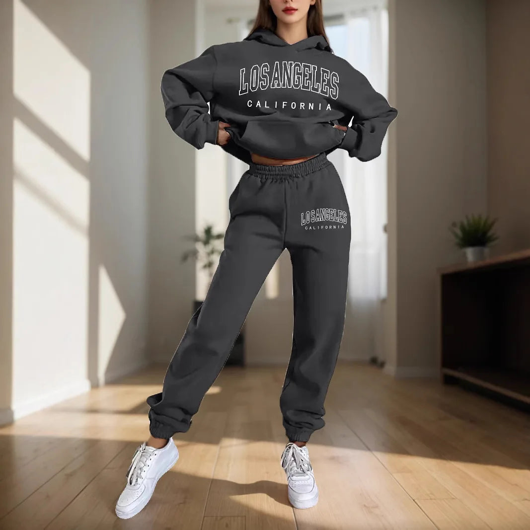 Women's Hoodies Two Pieces Sets Fashion Letter Print Pullover Sweatpants 2Pieces Set Sweatshirts Trousers Suit For Women Hooded Good Vibrations