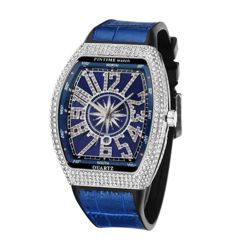 Fashion Mens Watches Men Wristwatches Automatic Quartz Man Clock Male Luxury Reloj Diamond Big Large Arabic Numeral Dial Watch Good Vibrations