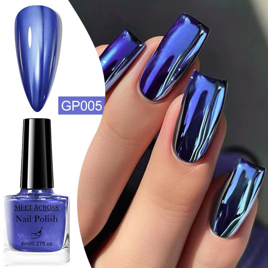 8ml Metallic Nail Polish Mirror Effect Fast Drying Long-Lasting Nails Art Polish DIY No Need Lamp Cure Manicure Nail Supplies Good Vibrations