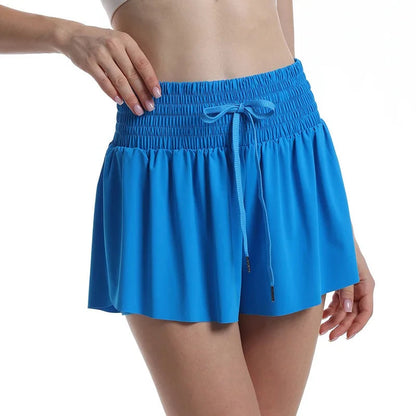 High Waist Butterfly Shorts Women Spandex Flowy Gym Yoga Athletic Workout Running Shorts Tennis Skirt Comfy Golf Skort Wear Good Vibrations