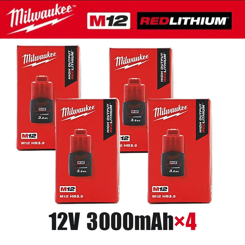 Milwaukee 12V Battery, Comes with Packaging Color Box  12V Battery M12B6 6000mAh  Rechargeable tool battery M12 Hot Promotion Good Vibrations