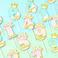 New Digital Decoration Happy Birthday Number Cake Insertion 0 1 2 3 4 5 6 7 8 9 Cake Topper Girls Boys Baby Party Supplies Decor Good Vibrations