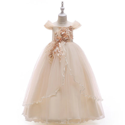 Kids Bridesmaid Dress For Girls Long Lace Wedding Prom Gown Flower Girl Party Dresses Children Formal Evening Clothes