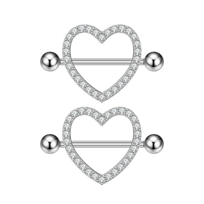 2pcs Both Sides Screwed Heart Nipple Ring for Women Girls 14G Stainless Blue Pink Zircon Sexy Nipple piercing nombril Nipple Bar Good Vibrations