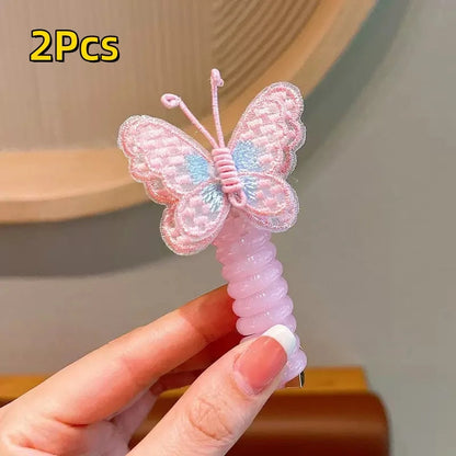 Cute Butterfly Hair Ties High Elasticity Phone Cord Scrunchie Resin and Polyester Headwear Suitable Daily Wear Hair Accessories Good Vibrations