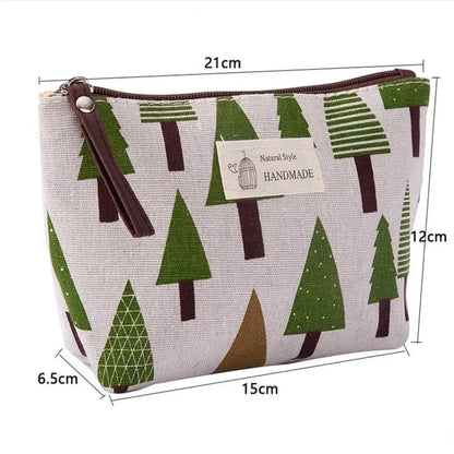Soft Canvas Bear Tree Print Pattern Women Travel Storage Bag Toiletries Organizer Cute Cosmetic Bag Portable Make Up Bags Case Good Vibrations