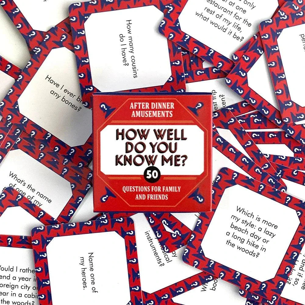 mini box game set with "How Well Do You Know Me?" cards for family and friends entertainment