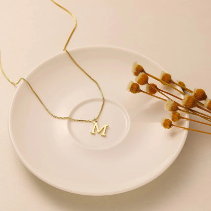 A-Z Initial Necklace 18K Gold Plated Necklace Cute Letter Stainless Steel Necklace for Women Good Vibrations