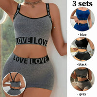 Women's fashion letter Sports bra set, Camisole vest, Beautiful back, flat angle pants, women's plus size bra Good Vibrations