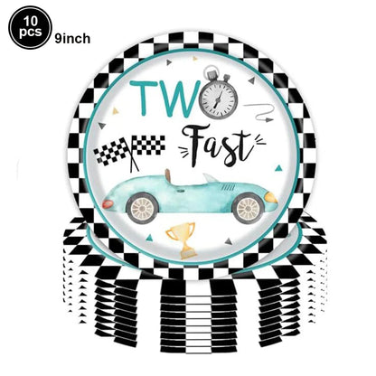Race Car Party Tableware Plates Napkins Cup Two Fast Birthday Party Supplies Boys Racing Themed Two Years Old Party Decorations Good Vibrations