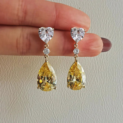 2026 Fashion Bright Yellow Crystal Earrings Female Engagement Party Jewelry Temperament Women Wedding Ceremony Accessories Good Vibrations