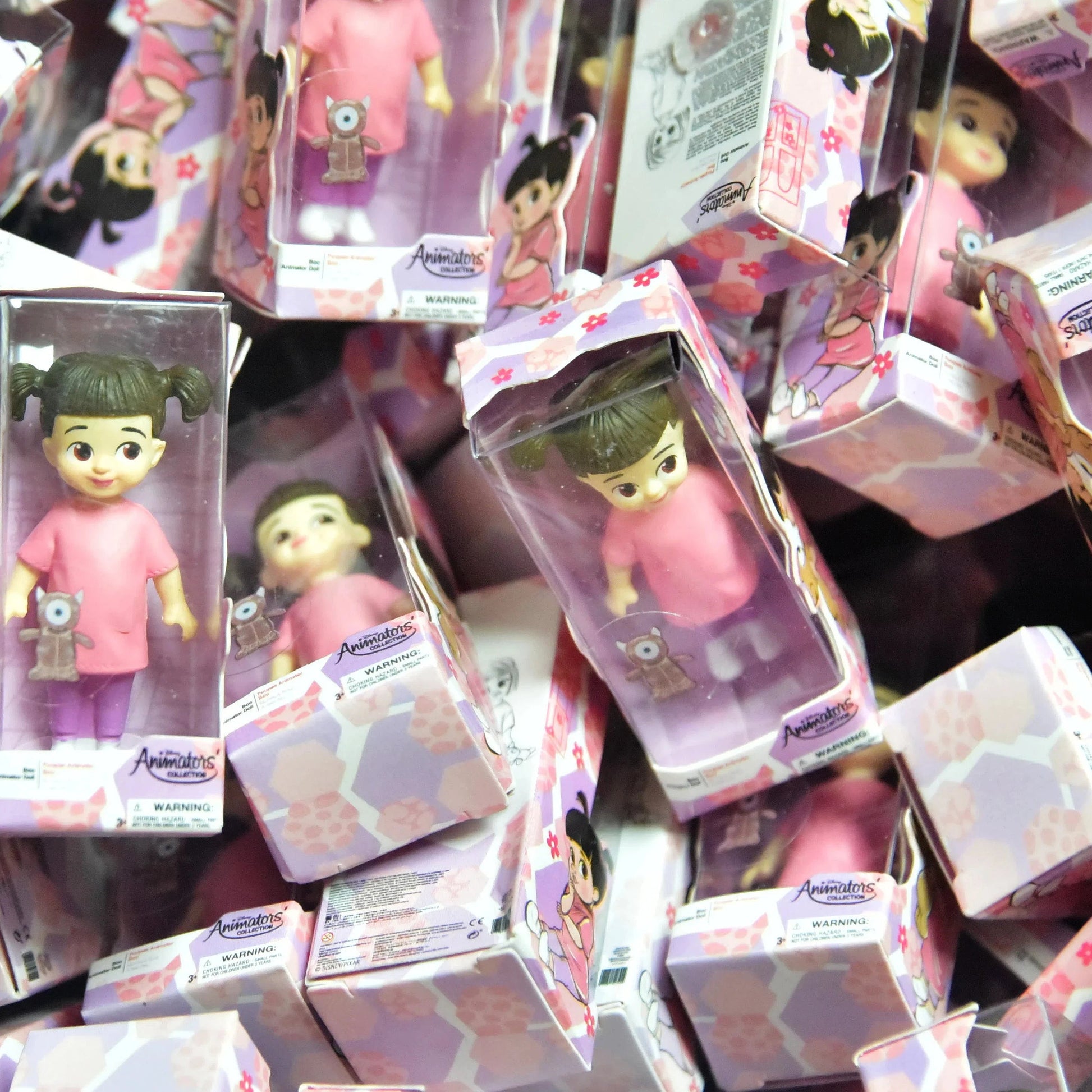 Disney Pixar Cartoon Monsters University 5cm BOO Action Figure Toys Gift for Kids Kawaii Girl Boo Figure Doll With Box Good Vibrations