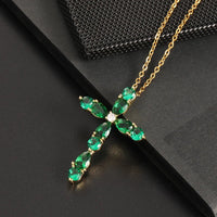 Classic Bright Jewelry Cross Necklace Fashion Personality Innovative Colorful Water Drop Geometric Cross Pendant Lucky Gift Good Vibrations