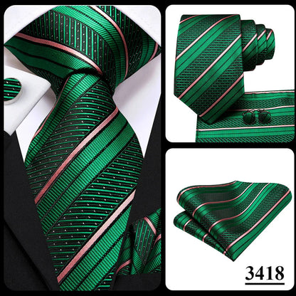 Black Red Striped Silk Wedding Tie For Men Handky Cufflink Gift Men Necktie Fashion Business Party Dropshiping Hi-Tie Designer Good Vibrations