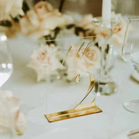 Wedding Table Numbers - Clear and Gold Mirror Acrylic Signs - Gold Wedding Table Signs - Wedding Table Decor Good Vibrations
