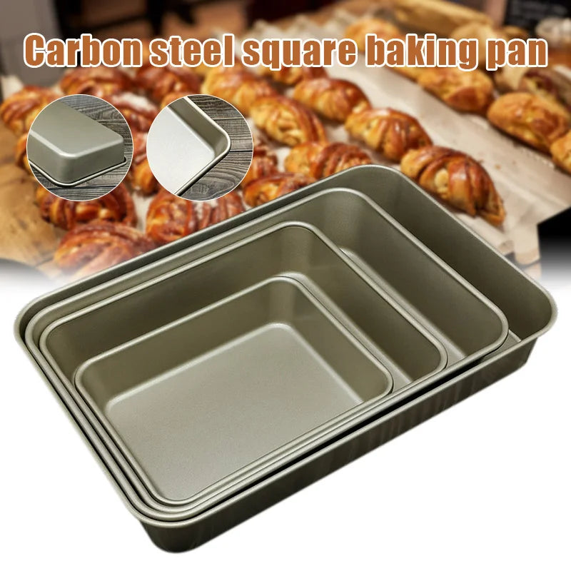 Bakeware Nonstick Bottom Rectangular Cake Pan Multipurpose Quick Release Cake Bread Toast Baking Pan Multiple Sizes Even Heating Good Vibrations