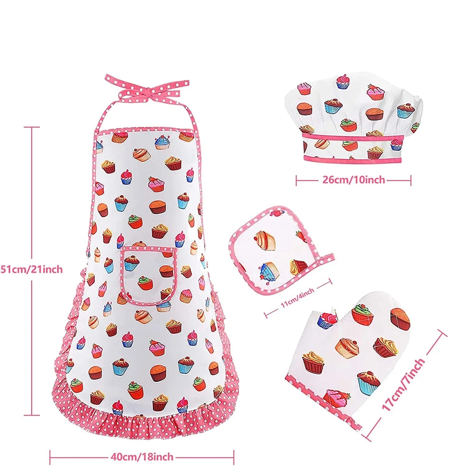 Apron for Little Girls 4/11Pcs Kids Kitchen Cooking Baking Pretend Play Set Simulation Pink Chef Baking Tool Play House Toys Good Vibrations