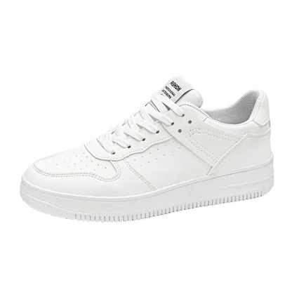 Men's Sneakers Casual Sports Shoes for Men Lightweight PU Leather Breathable Shoe Mens Flat White Tenis Shoes Zapatillas Hombre Good Vibrations