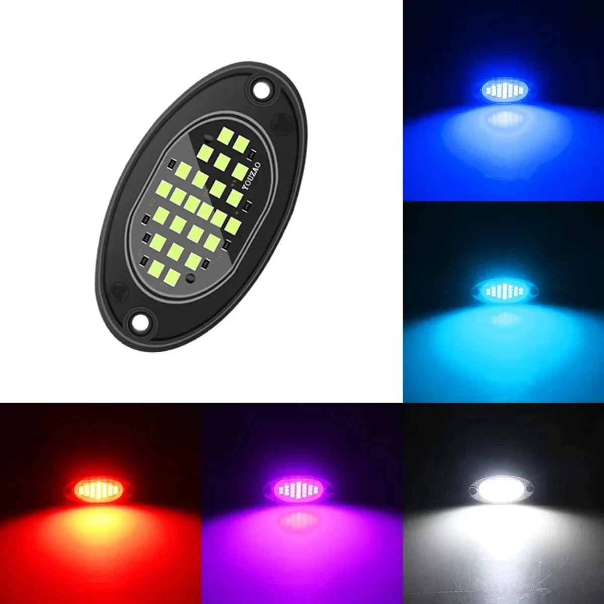 4PCS Car Chassis Light 12V LED Rock Lights 24 High Brightness Ambient Lighting For Polaris Yamaha Can-Am UTV ATV Off Road Jeep Good Vibrations
